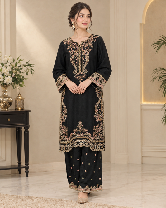Pasmina Embroidered Stitched 2pc Suit