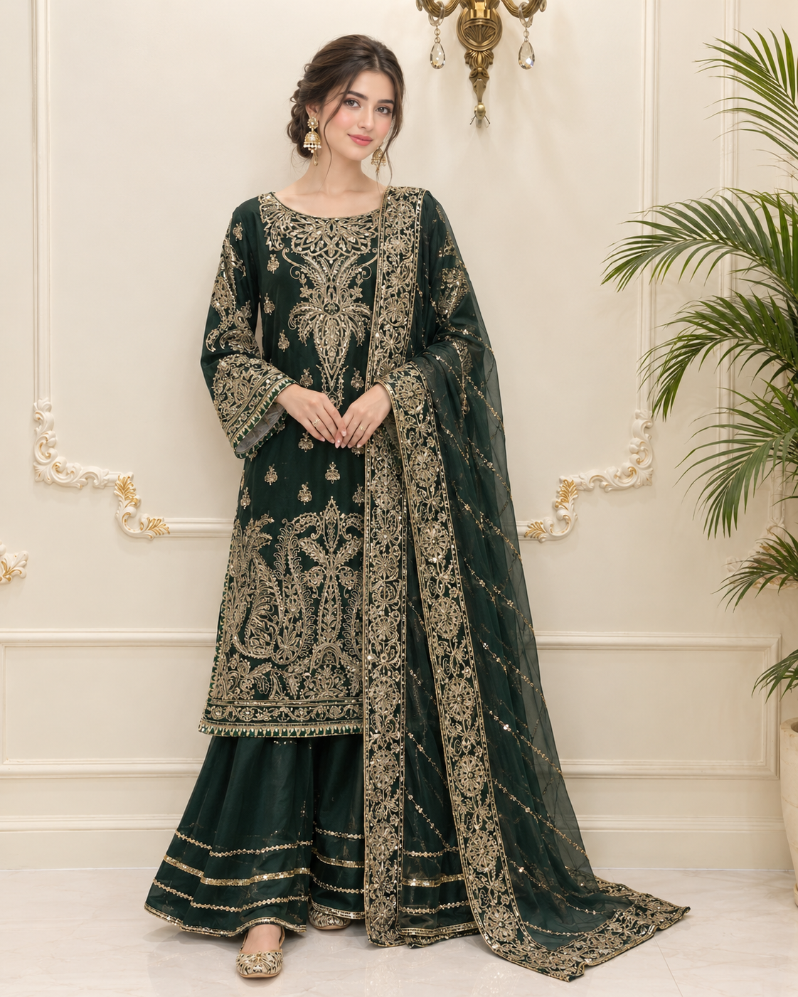 Chiffon Embroidered Stitched 3pc Suit
