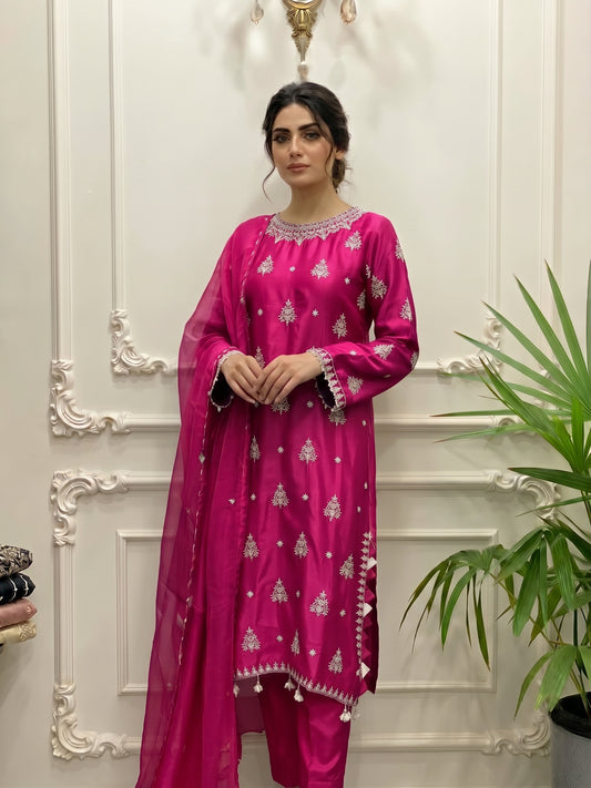 SILK HANDWORK KAFTAN 3Pc BFO-MNLS