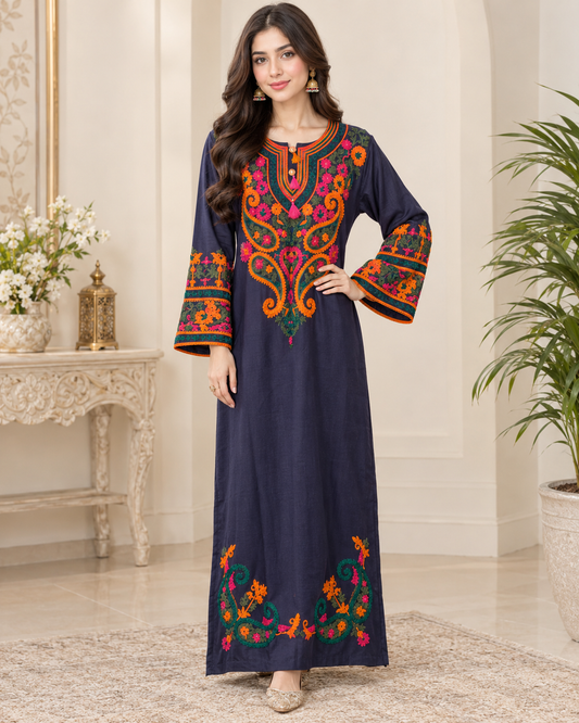 Boski Linen Embroidered Stitched 2pc Suit