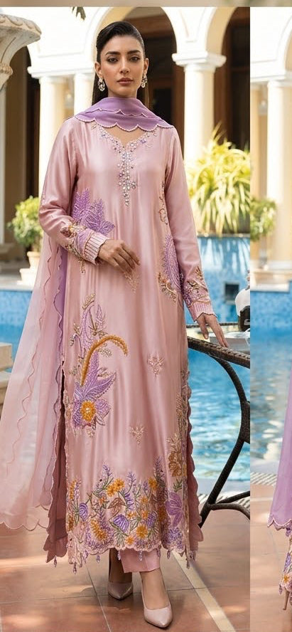 Silk Embroidered Kaftan Stitched 3Pc BFO-MNLS
