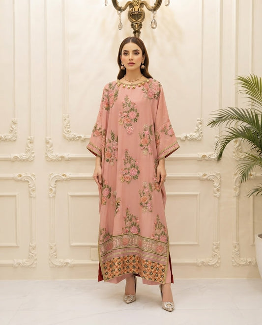 Chiffon Embroidered Kaftan Stitched 2pc Suit BFO-FZ