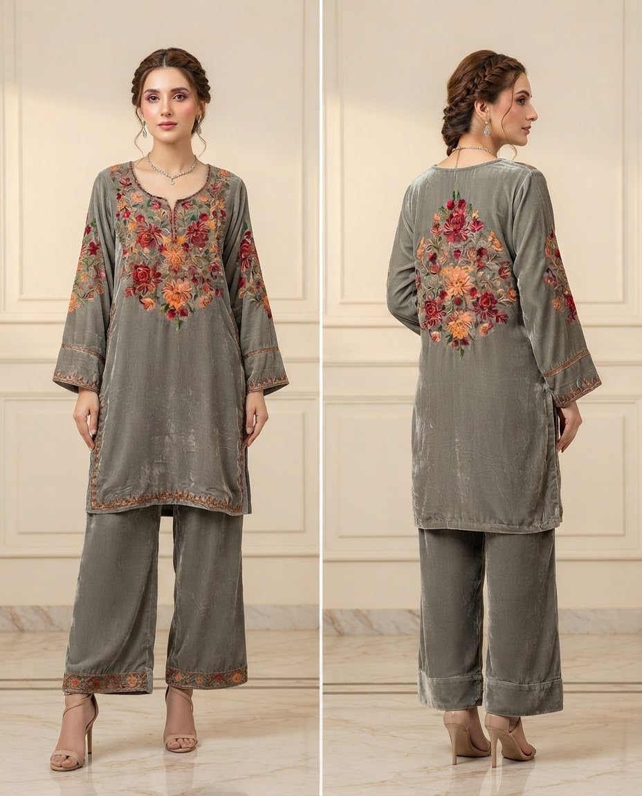 Velvet Embroidered Stitched 2pc Suit BFO-FZ