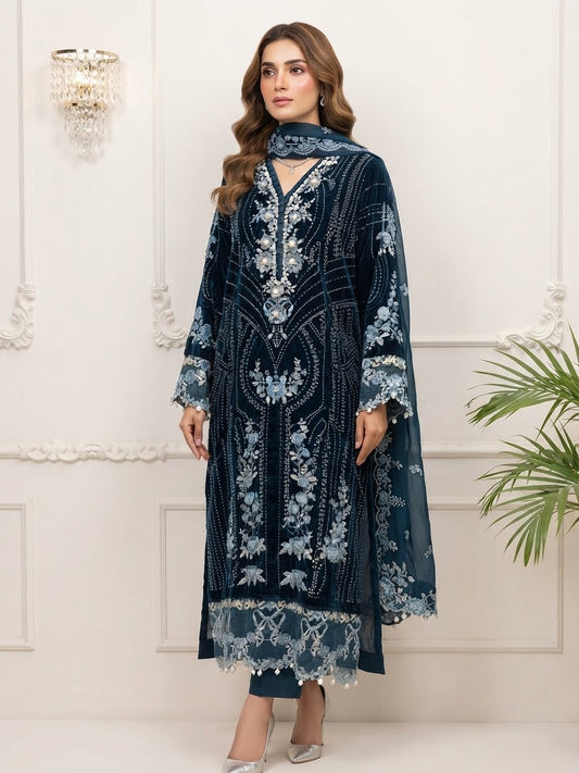 Velvet Embroidered Stitched 3-pc BFO-FZ