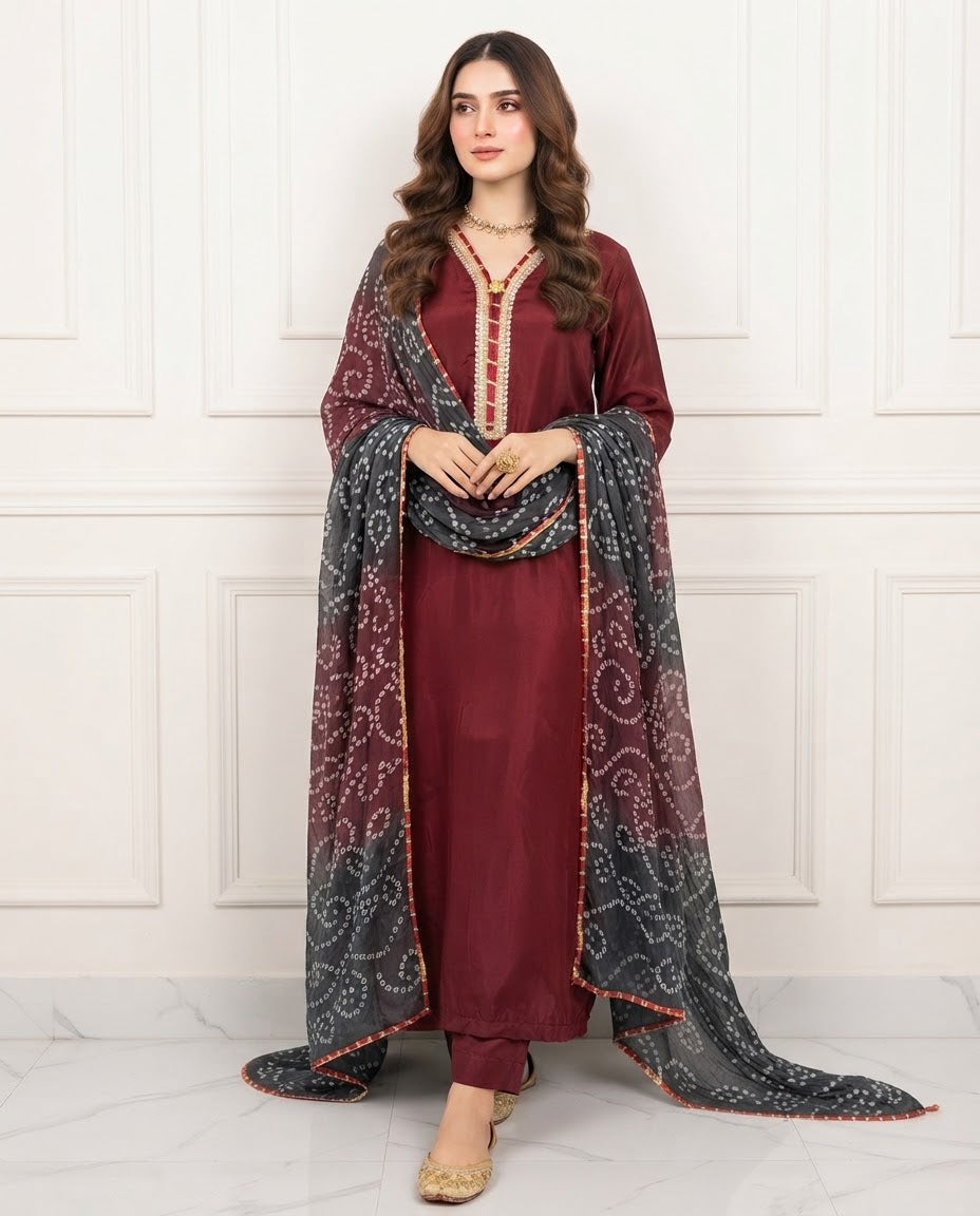 Pure Silk Stitched 3pc Suit BFO-MNLS