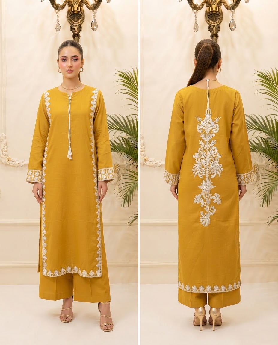 Boski Linen Embroidered Stitched 2pc Suit BFO-ILA
