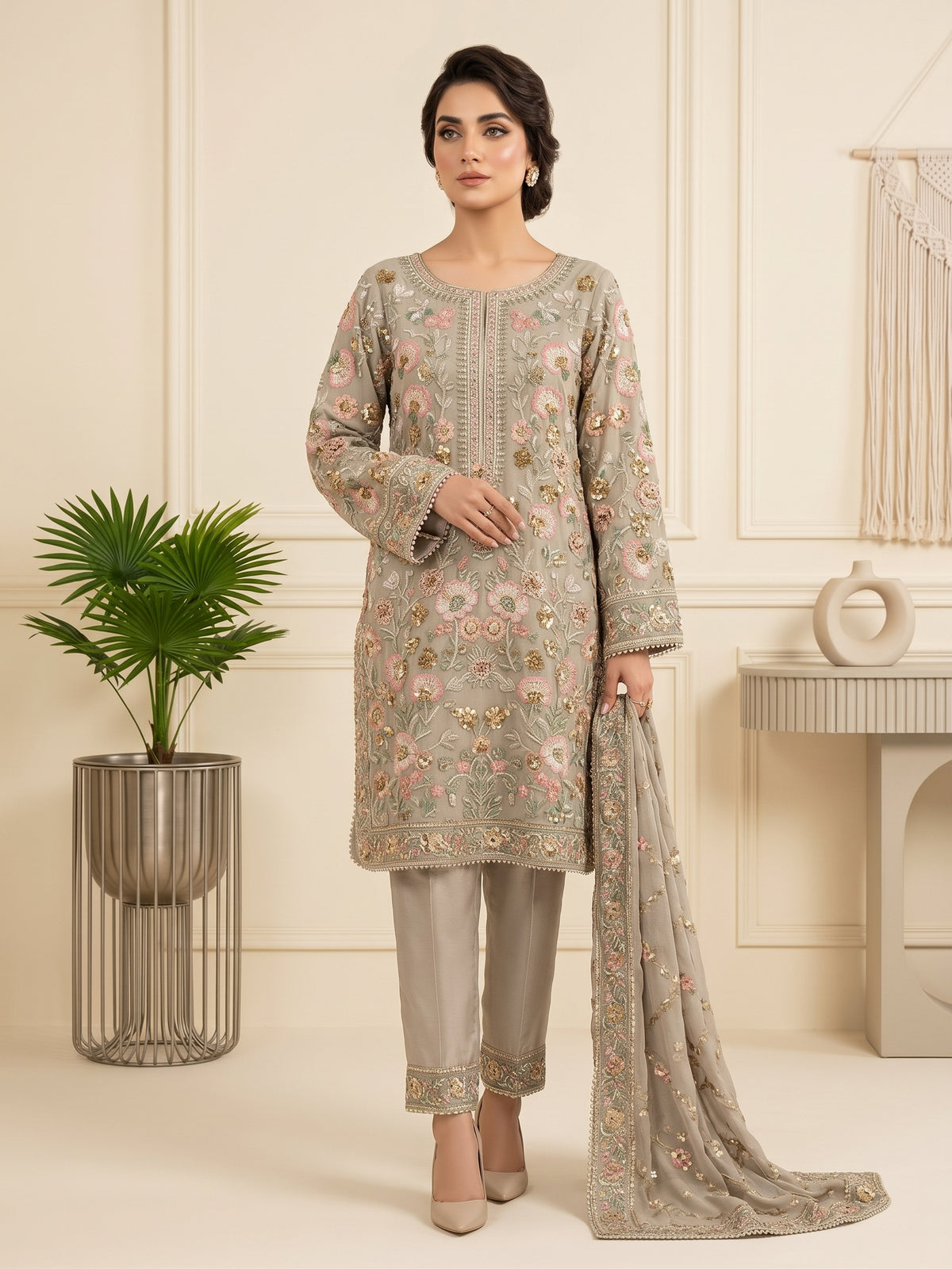 Chiffon Embroidered 3 pc BFO-FZ
