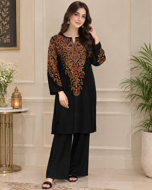 Pashmina Embroidered Stitched 2pc Suit