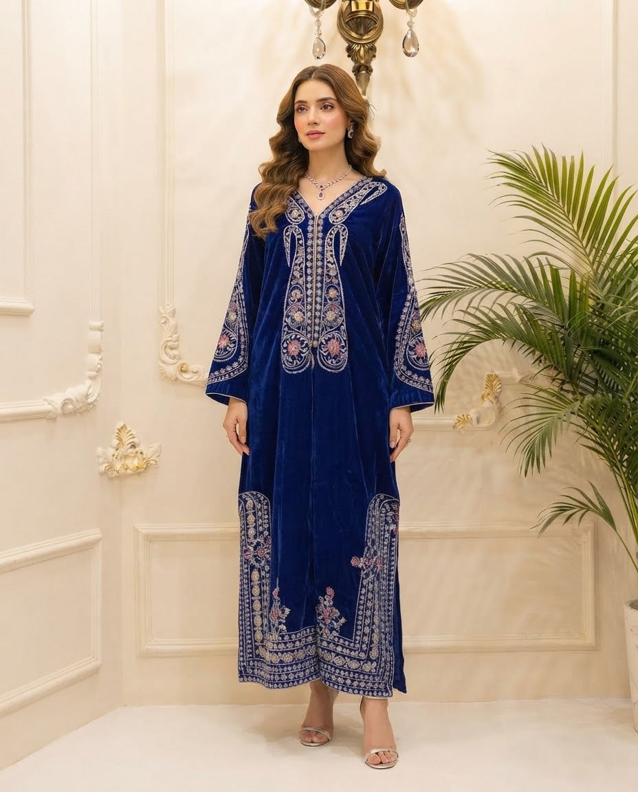 Velvet Embroidered Kaftan Stitched 3pc BFO-FZ