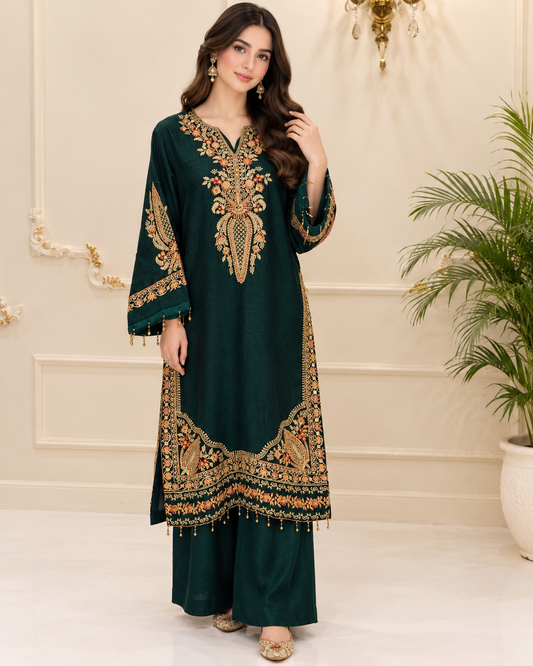 Pashmina Embroidered Stitched 2pc Suit