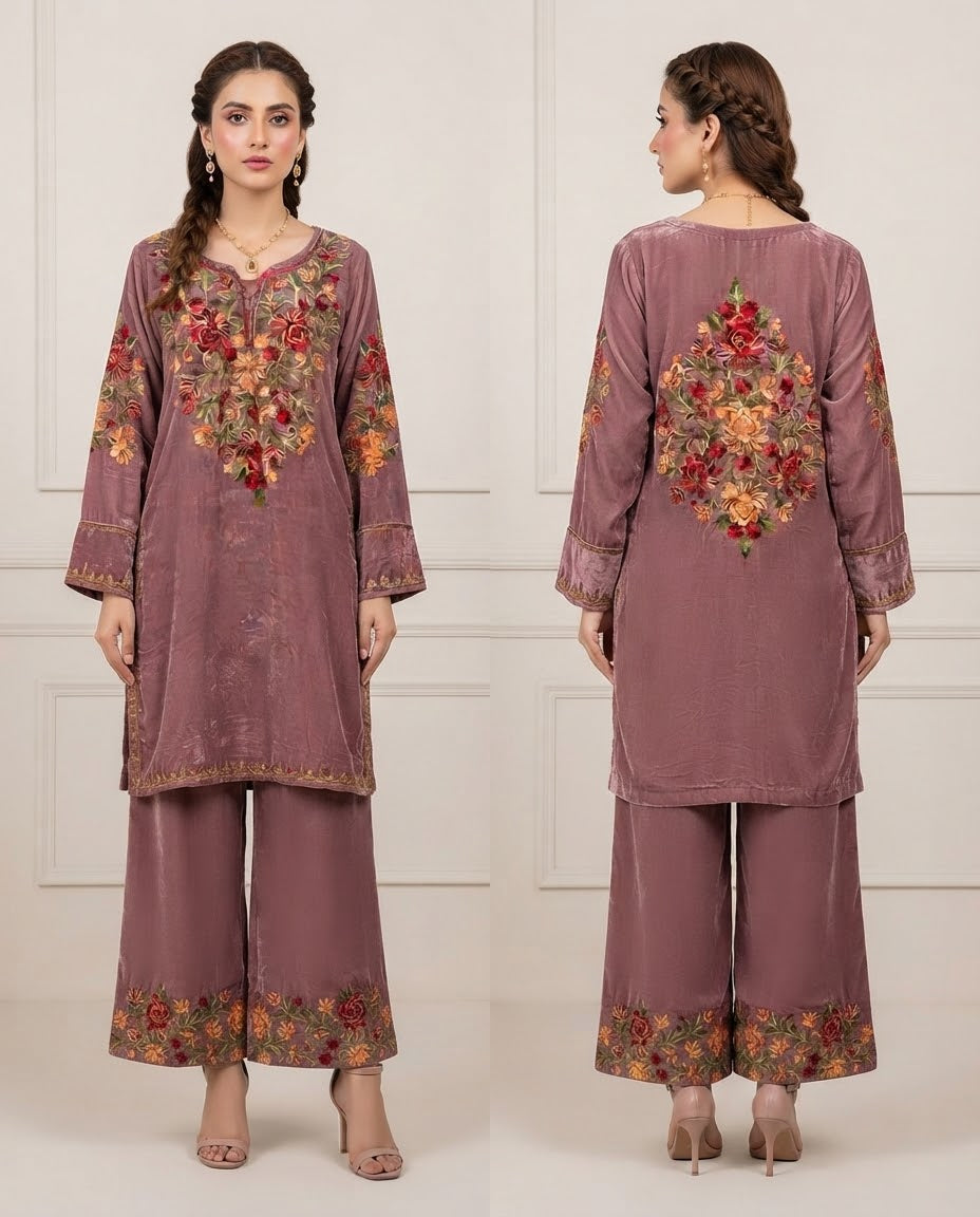 Velvet Embroidered Stitched 2pc Suit BFO-FZ
