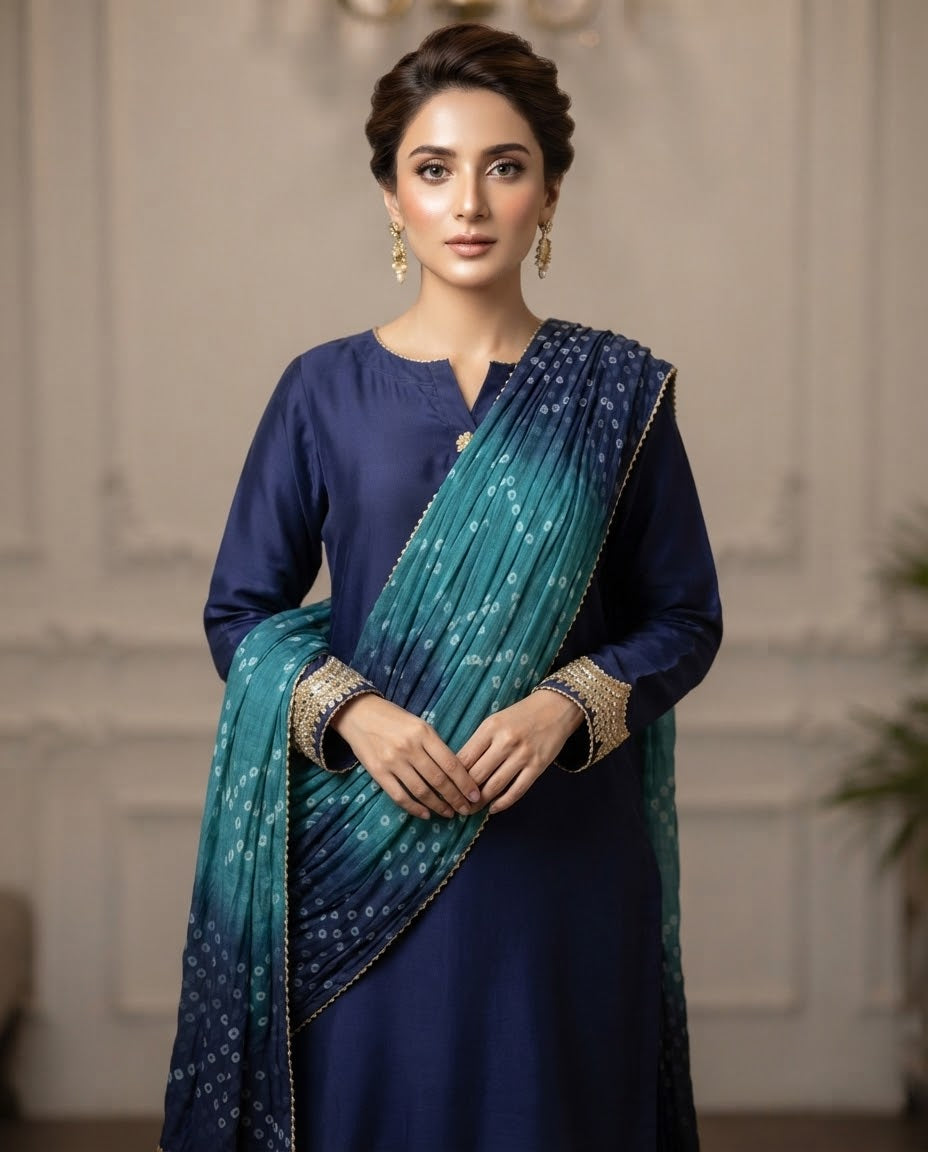 Silk Embroidered Stitched 3pc Suit BFO-MNLS