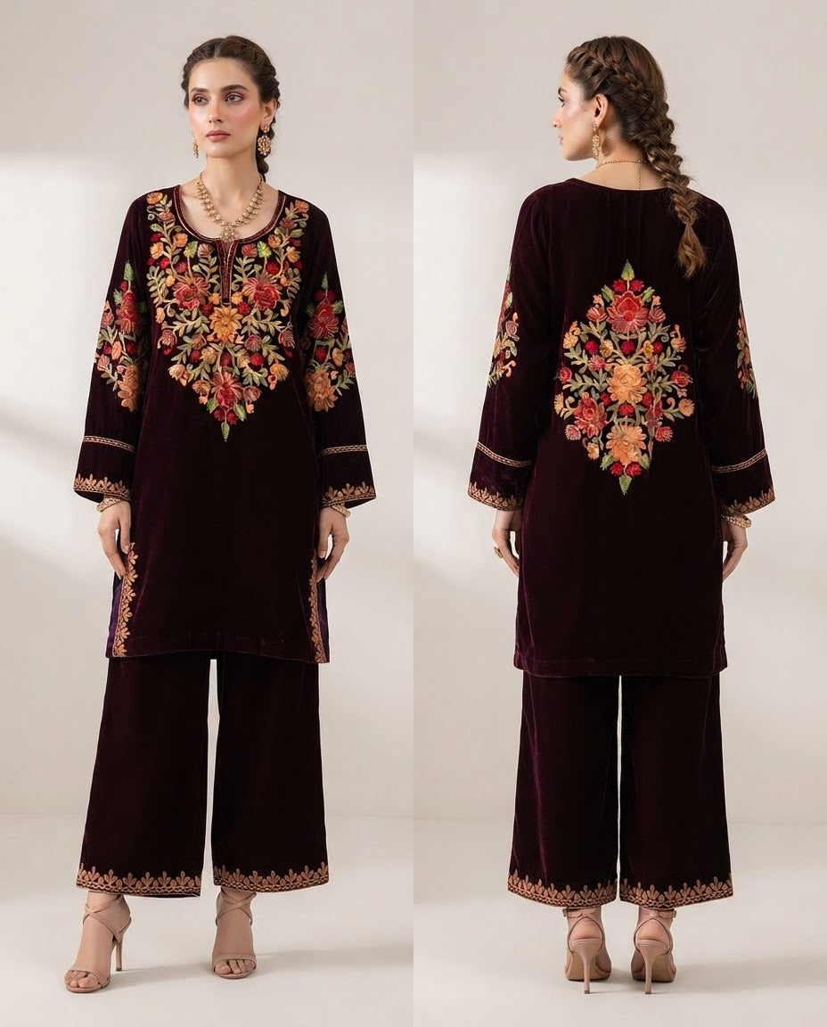 Velvet Embroidered Stitched 2pc Suit BFO-FZ