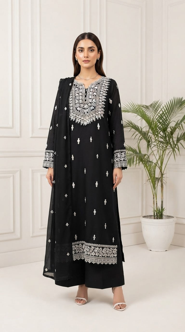 Chiffon Embroidered Stitched 3-pc BFO-FZ