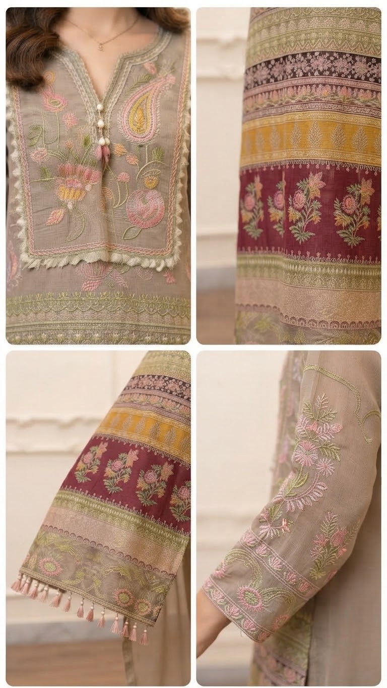 Chiffon Embroidered Stitched 3pc Suit BFO-FZ