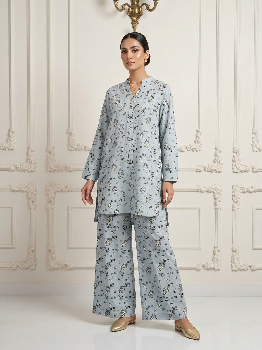 Boski Linen Printed Stitched 2pc Suit BFO-ILA
