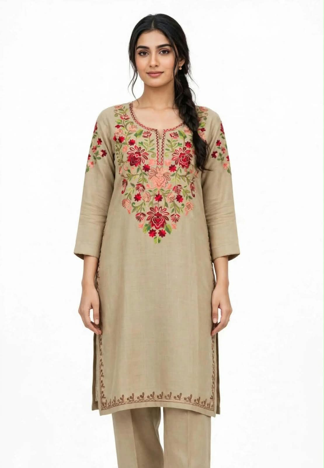 Pashmina Kashmiri Embroidered 2pc Suit