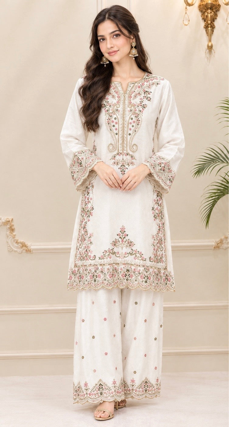 Pasmina Embroidered Stitched 2pc Suit