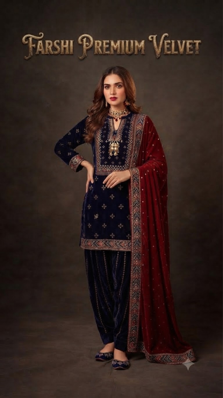 Velvet Embroidered Stitched 3-pc BFO-FZ