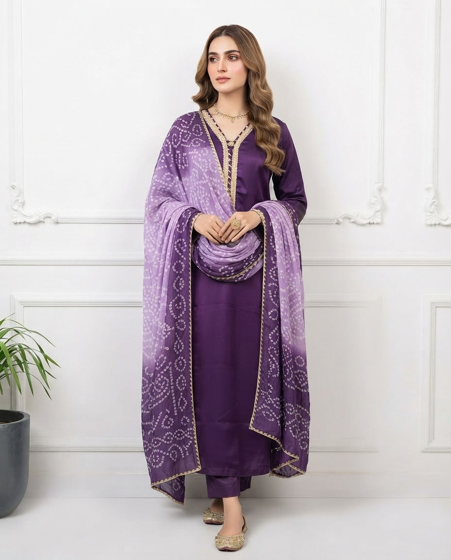 Pure Silk Stitched 3pc Suit BFO-MNLS