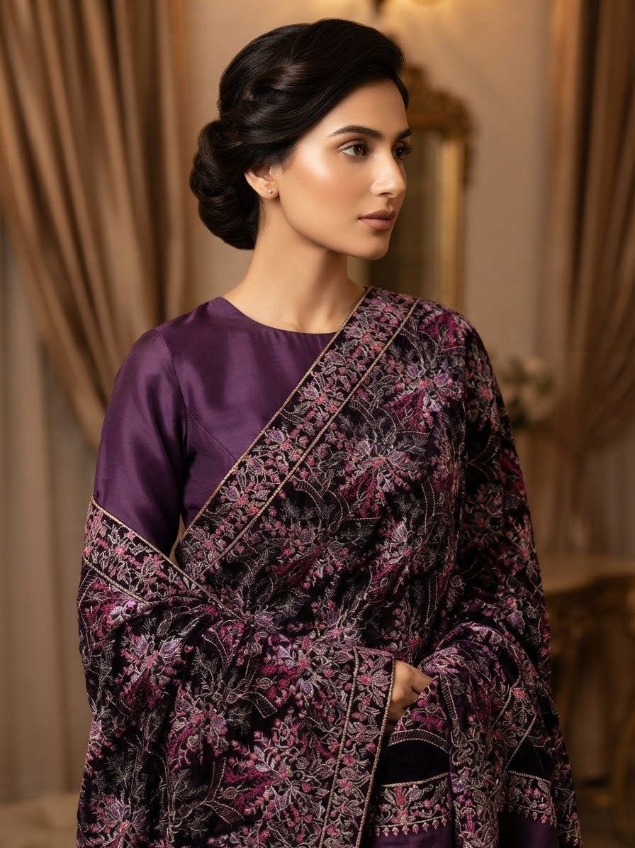 Velvet Embroidered Shawl BFO-AZM