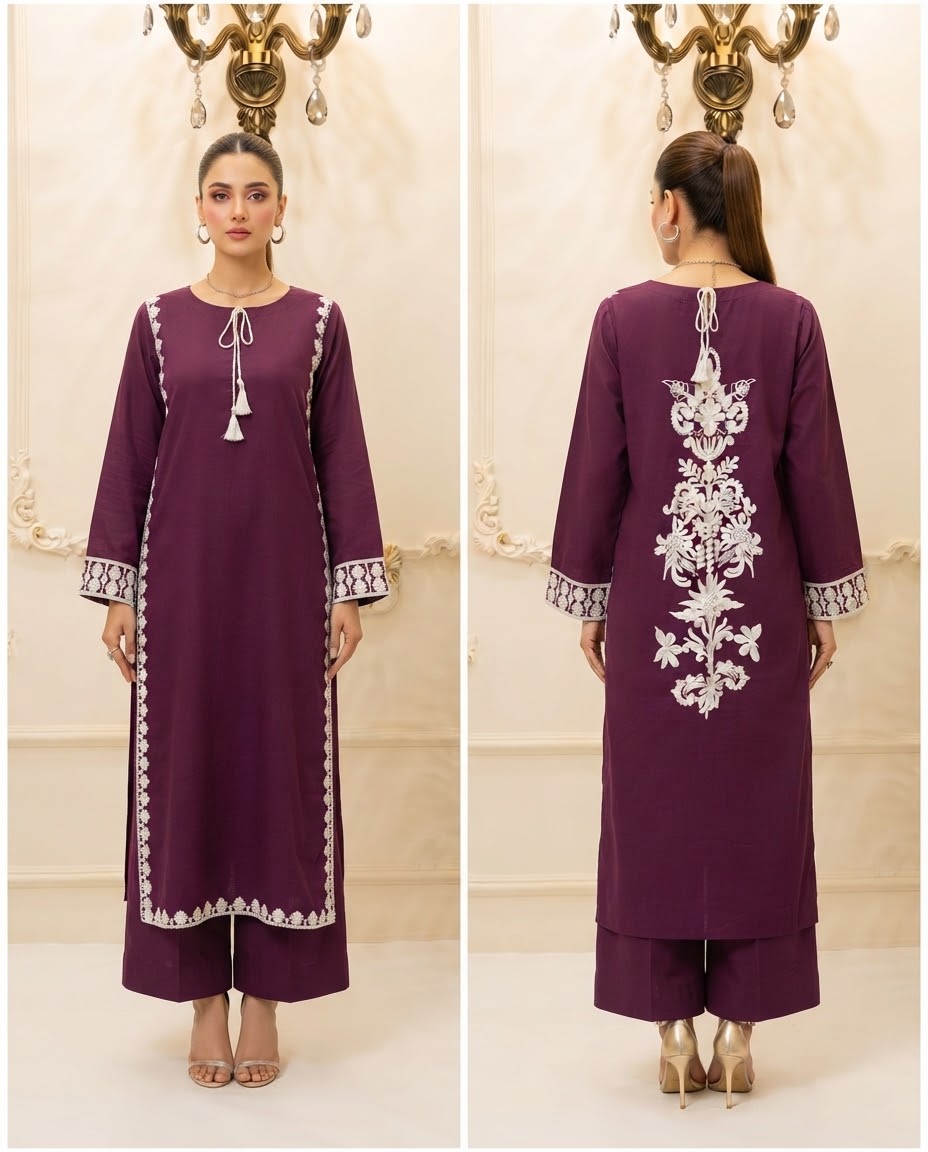 Boski Linen Embroidered Stitched 2pc Suit BFO-ILA