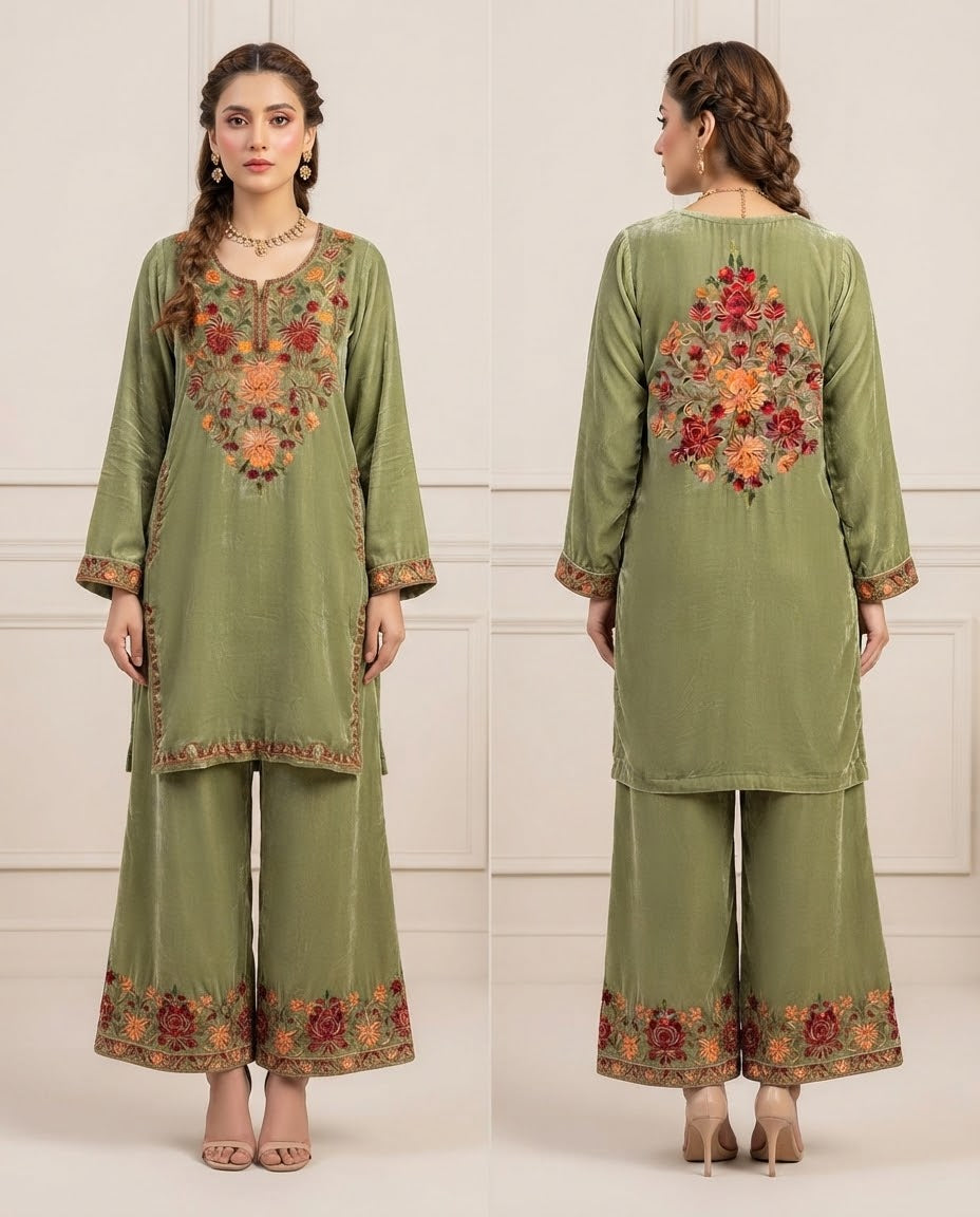 Velvet Embroidered Stitched 2pc Suit BFO-FZ