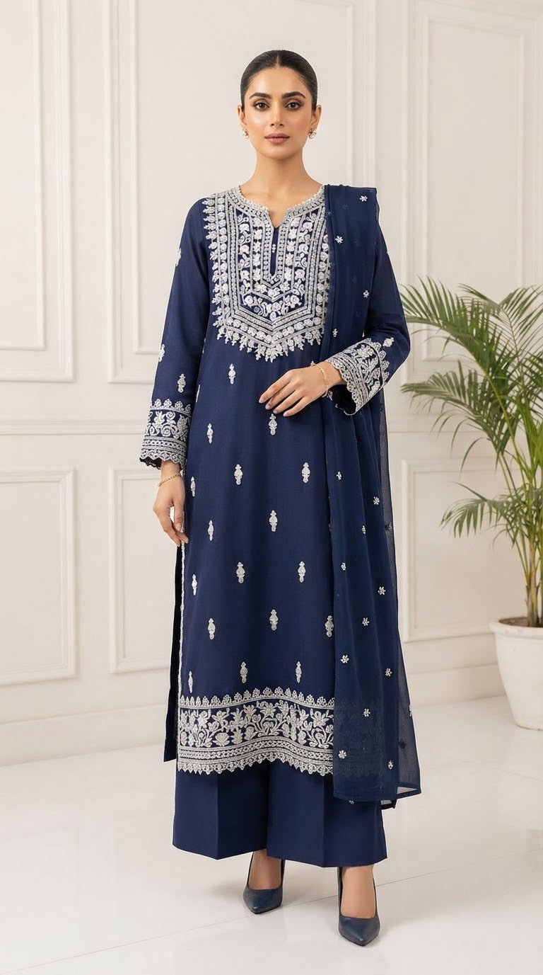 Chiffon Embroidered Stitched 3-pc BFO-FZ