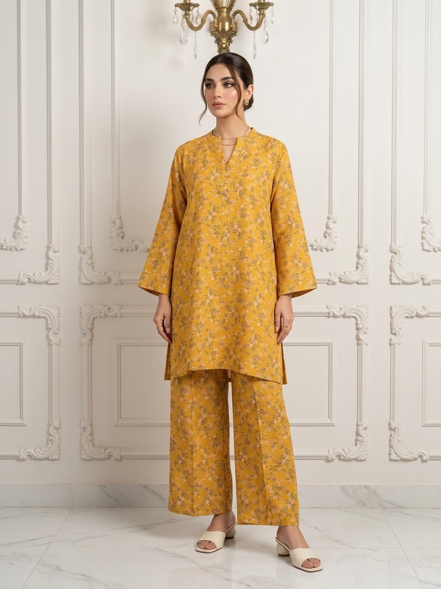Boski Linen Printed Stitched 2pc Suit BFO-ILA