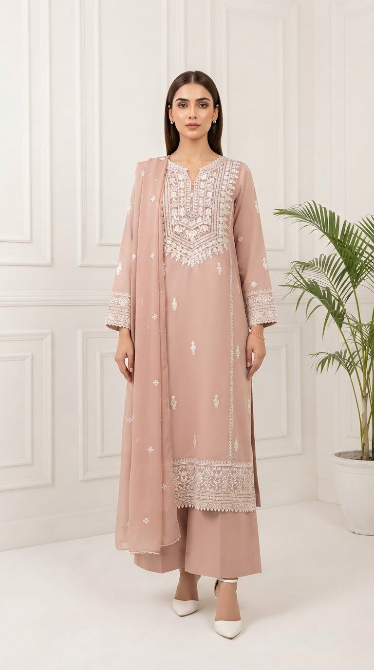 Chiffon Embroidered Stitched 3-pc BFO-FZ