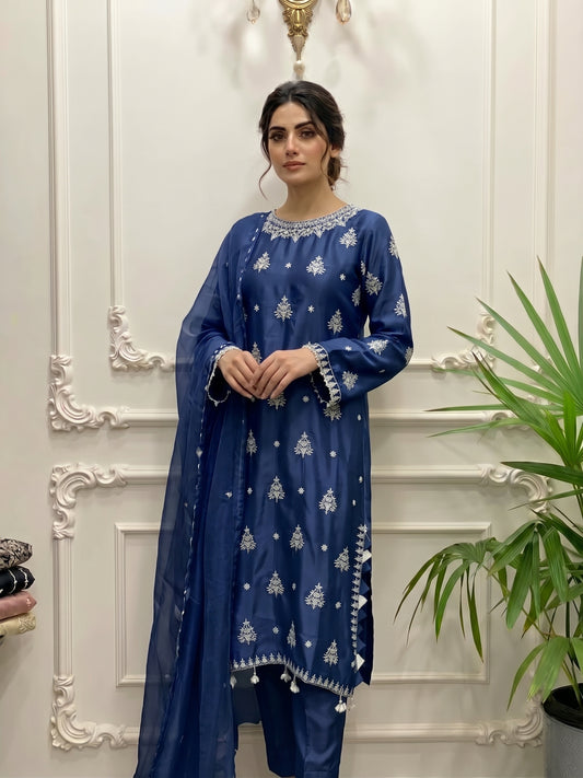 SILK HANDWORK KAFTAN 3Pc BFO-MNLS