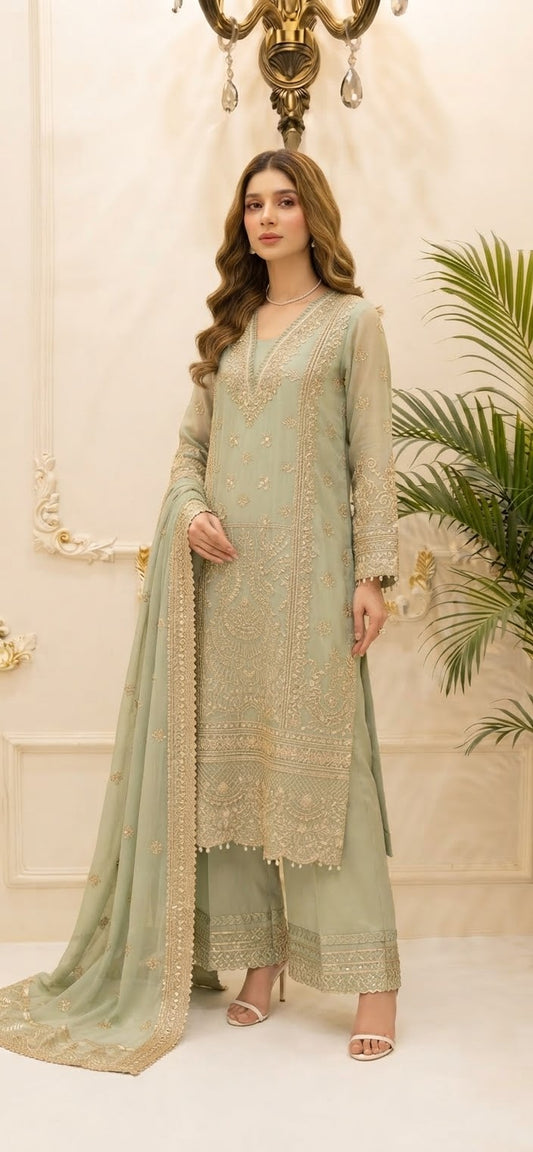 Chiffon Embroidered Stitched  3-pc BFO-FZ