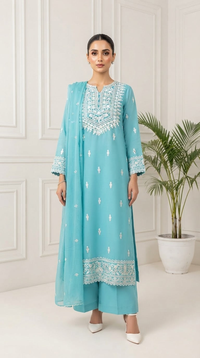 Chiffon Embroidered Stitched 3-pc BFO-FZ