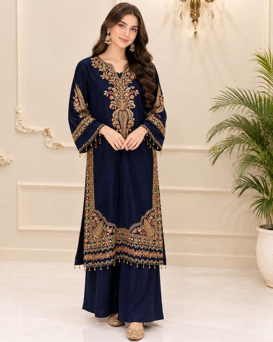 Pashmina Embroidered Stitched 2pc Suit