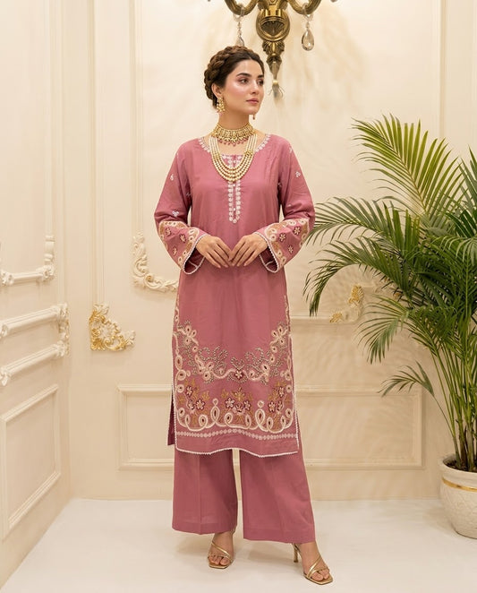 Linen Embroidered Stitched 2pc Suit