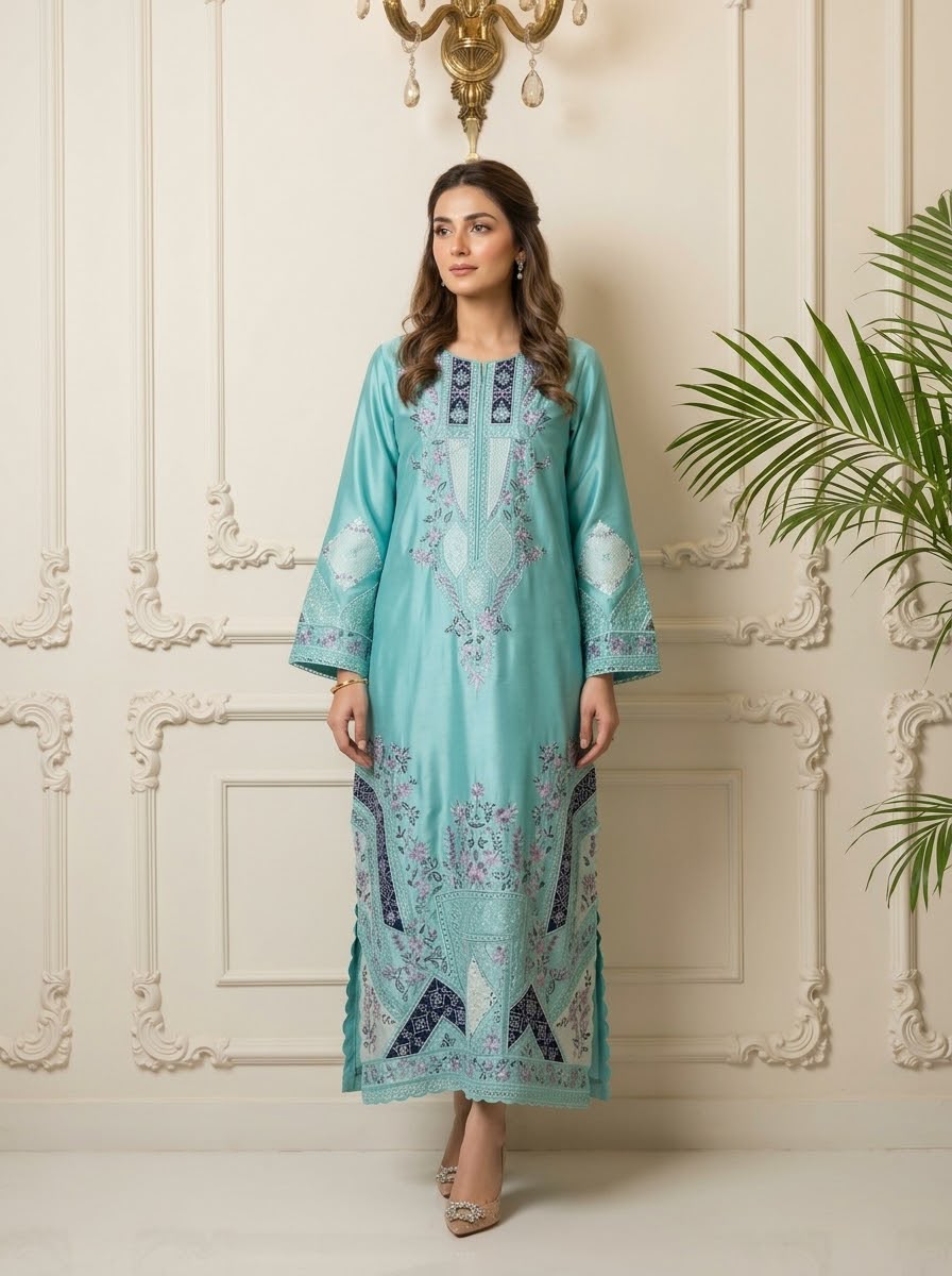 BFO XX - ETH-ALI Pure Shamose Silk kaftan 2 pc fully Lined
