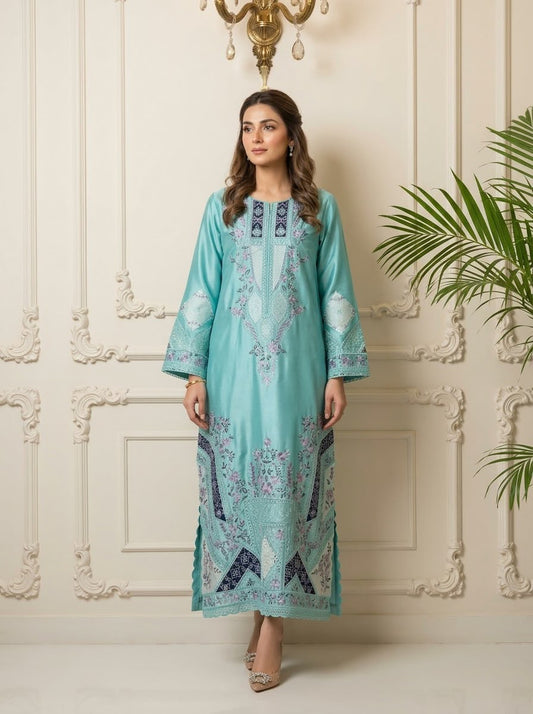 Pure Shamose Silk kaftan 2 pc fully Lined BFO-ETH-ILA