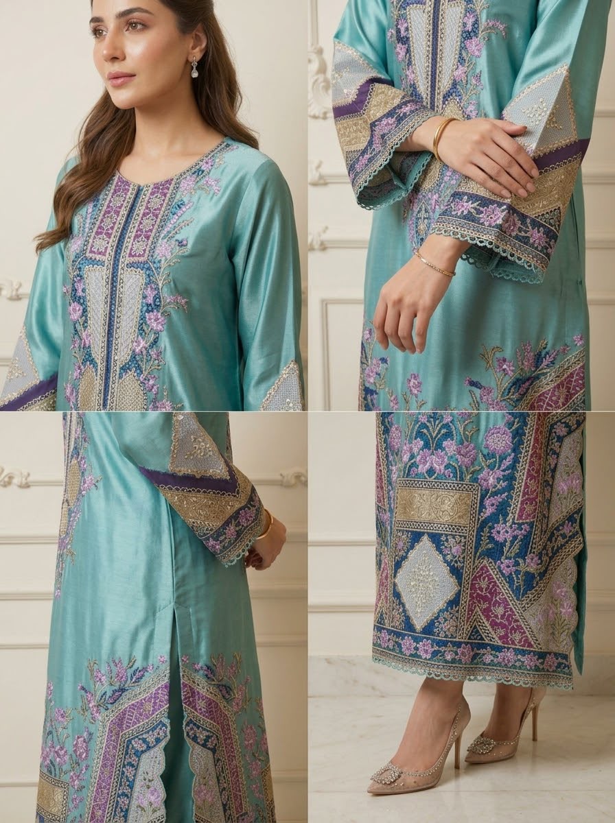 BFO XX - ETH-ALI Pure Shamose Silk kaftan 2 pc fully Lined