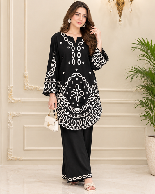 Linen Embroidered Stitched 2pc Suit