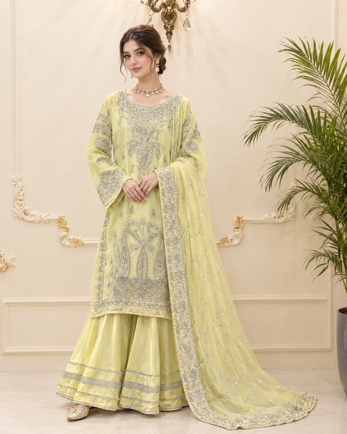 Chiffon Embroidered Stitched 3pc Suit