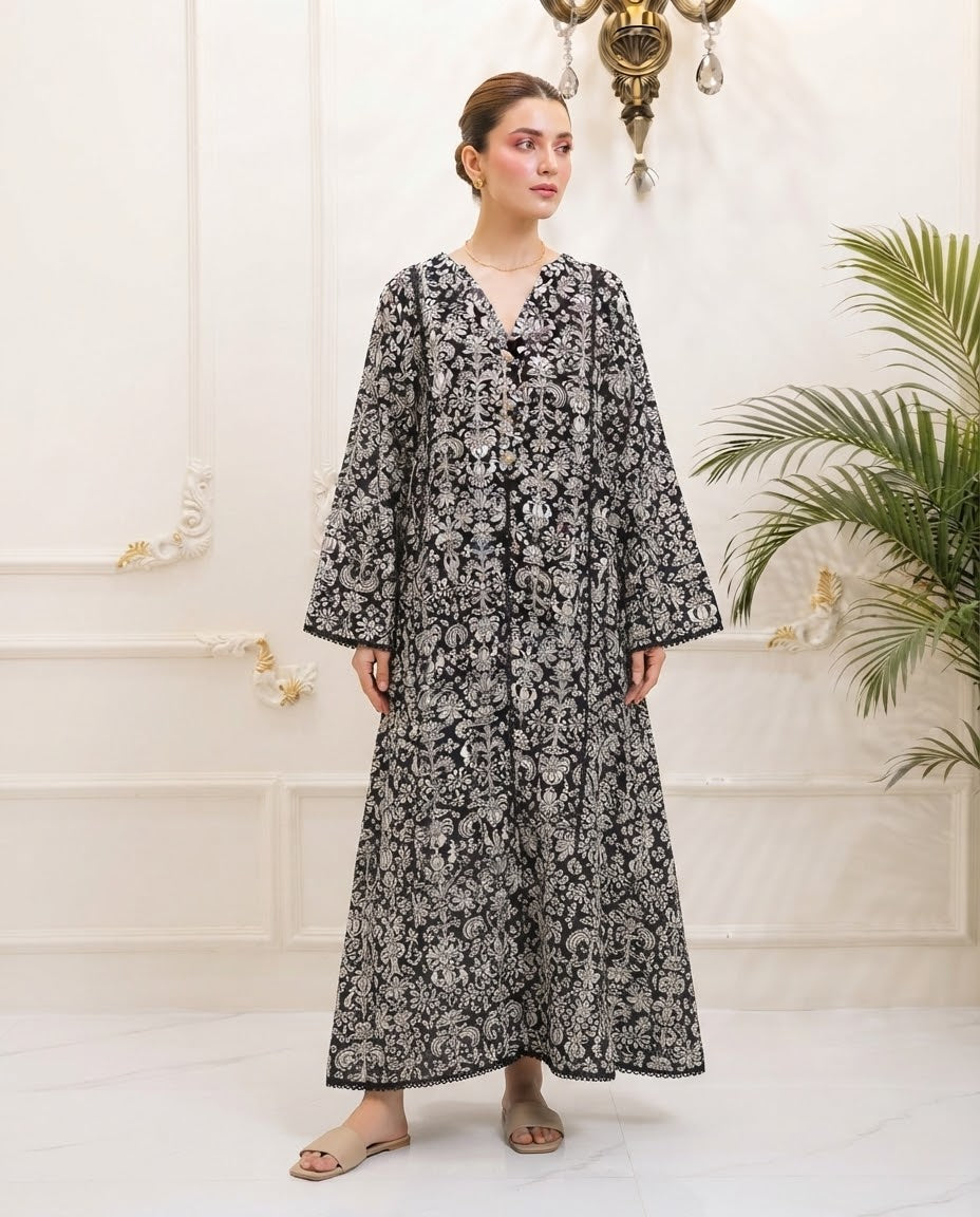 Boski Linen Printed Stitched 2pc Suit BFO-ILA