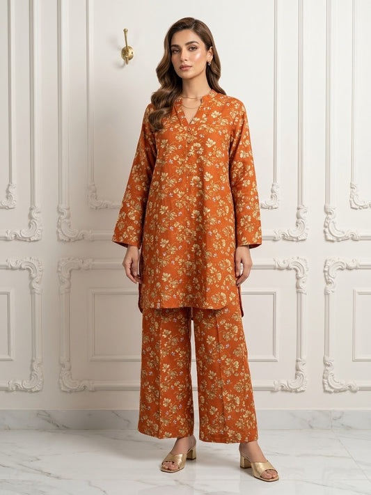 Boski Linen Printed Stitched 2pc Suit BFO-ILA