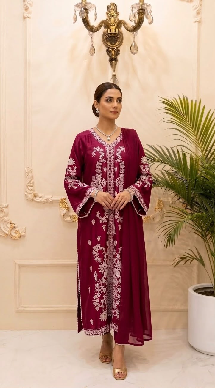 Silk Embroided 3pc Suit Fully Lined BFO-002-XX-MNL