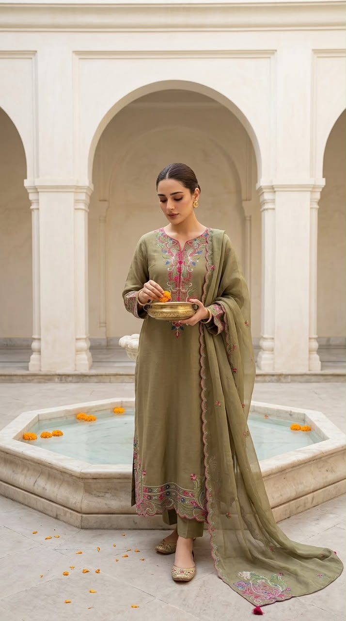 Pure Raw Silk kaftan 3pc Fully Lined BFO-ETH-MNLS