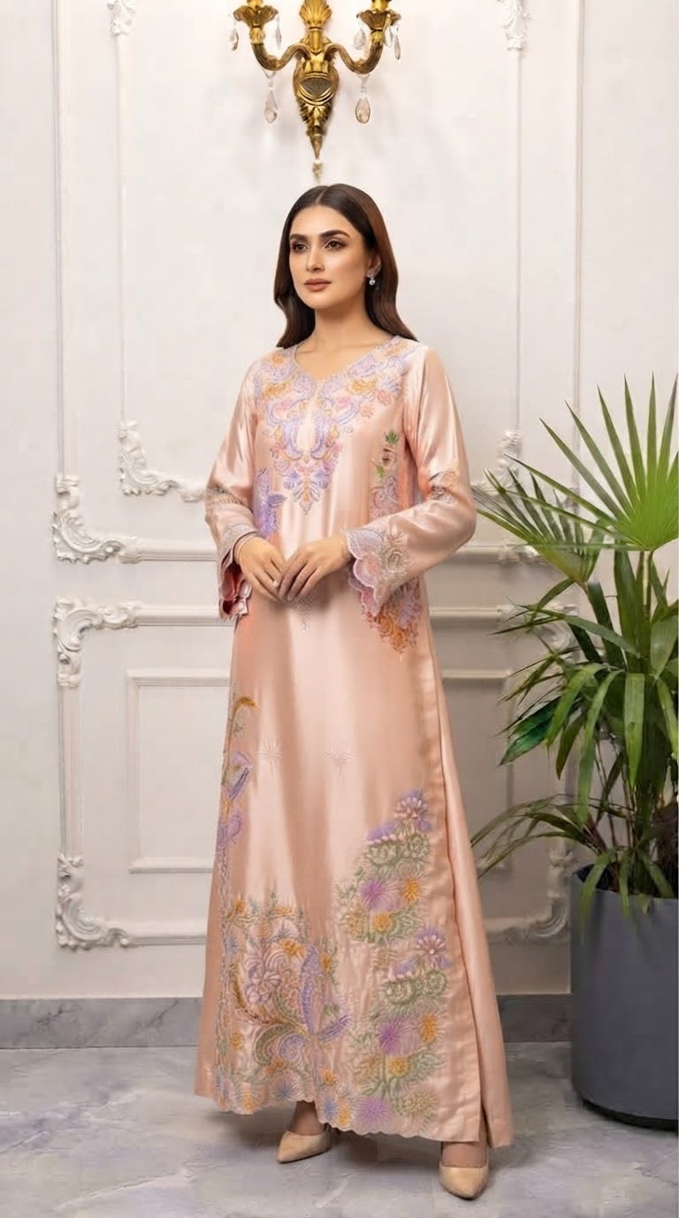 Silk Embroidered Kaftan Stitched 3-pc BFO-MNLS