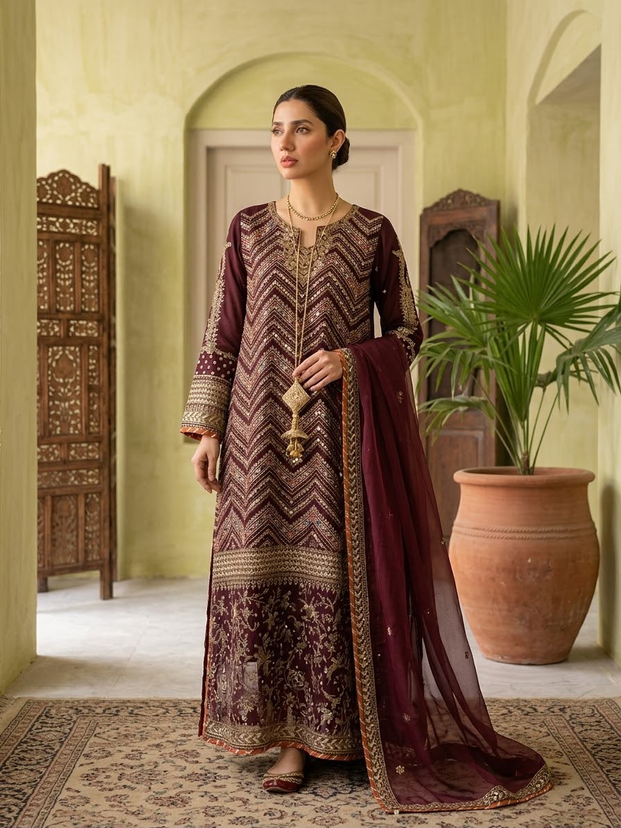 Chiffon Embroidered Stitched 3-pc BFO-FZ