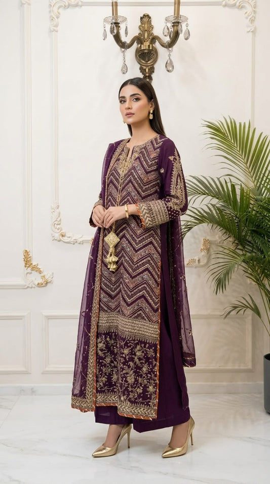 Chiffon Embroidered Stitched 3-pc BFO-FZ