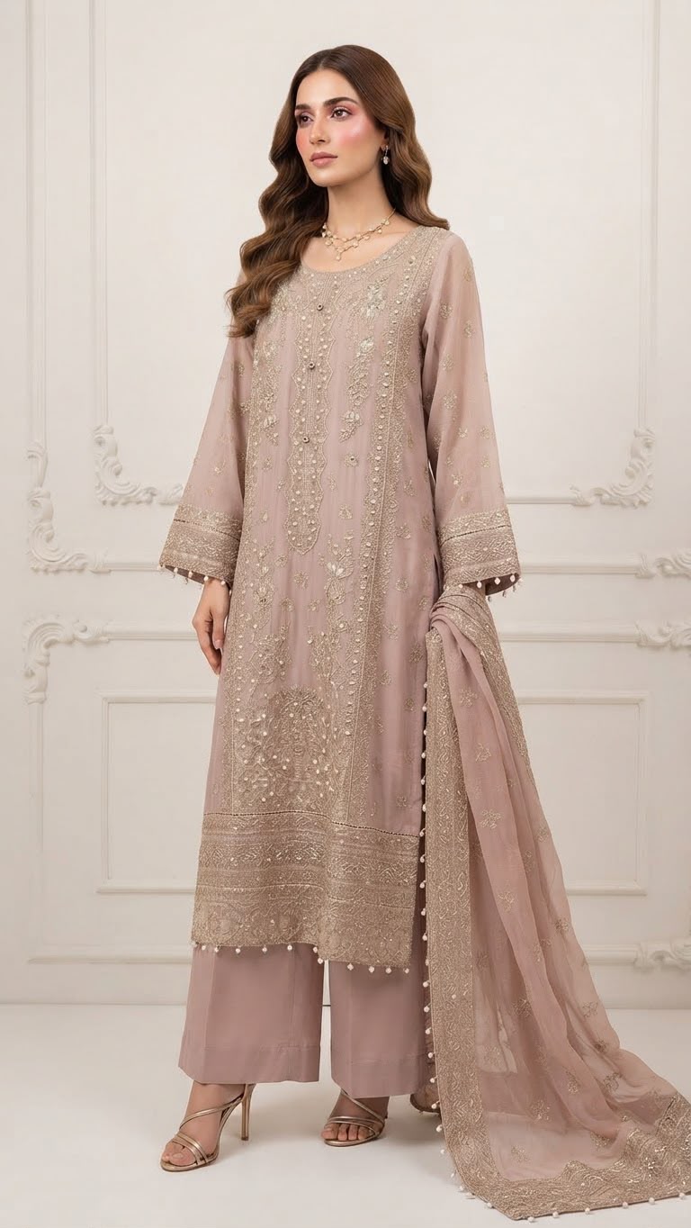 Chiffon Embroidered Stitched 3pc Suit BFO-FZ