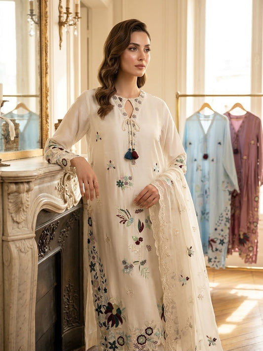 Pure Shamoze Silk Kaftan 3 pc fully Lined BFO-ETH-ILA