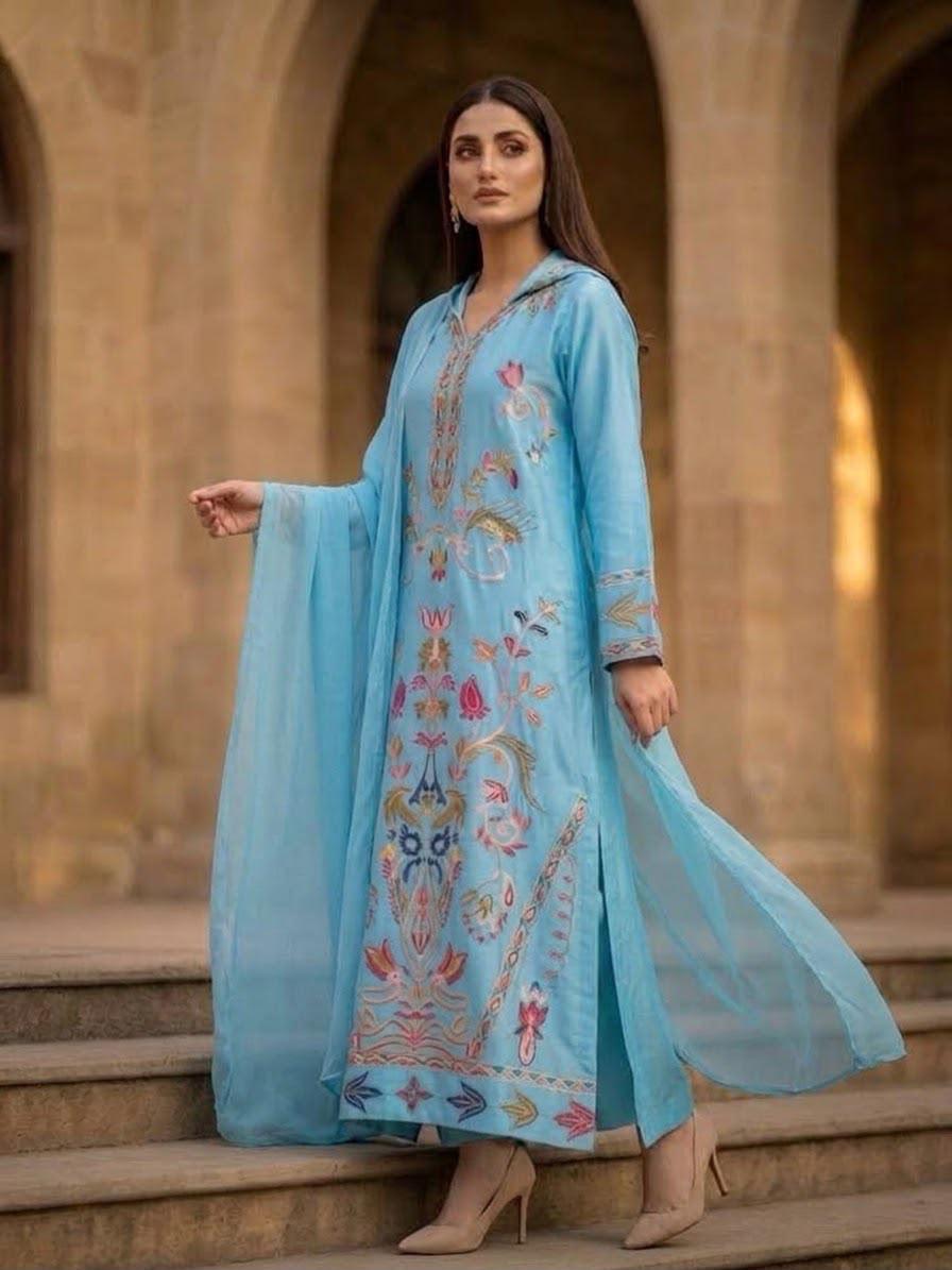 Pure Shamose Silk kaftan 3 pc fully Lined BFO-ETH-ILA